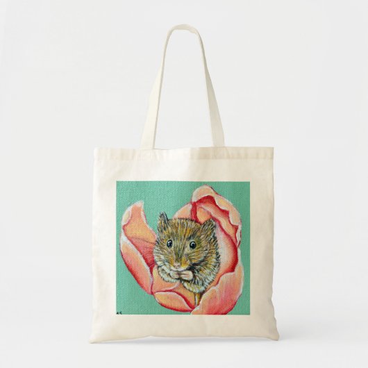 Tote Bag Souris dans un tableau de tulipe (Devant)