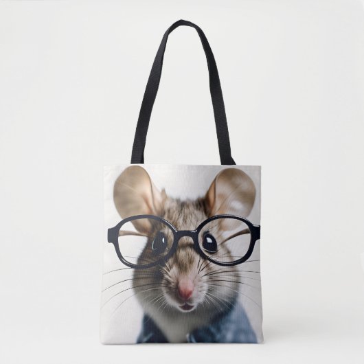 Tote Bag Souris de champ Portant des lunettes (Devant)