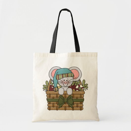 Tote Bag Souris de Noël dans le panier (Devant)