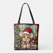 Tote Bag Souris de Noël Faux Vitrail (Dos)