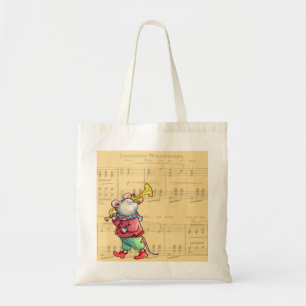 Tote Bag Souris de trompette sur la musique de feuille -