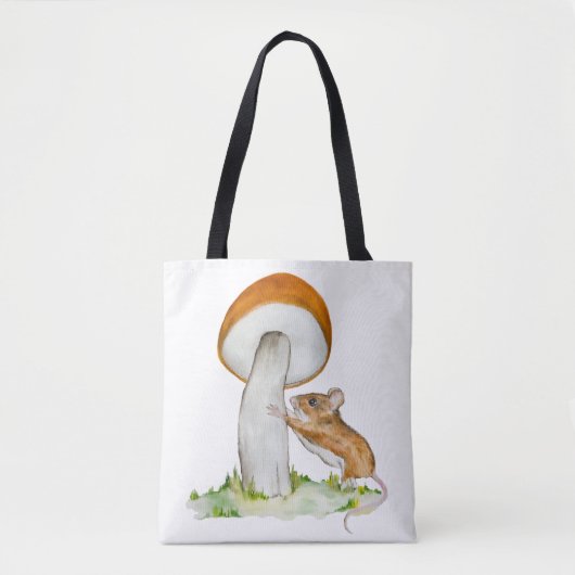 Tote Bag Souris drôle avec champignon sauvage (Devant)