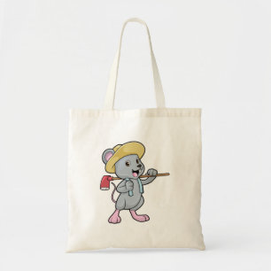 Tote Bag Souris en fermier avec Ax et Casquette