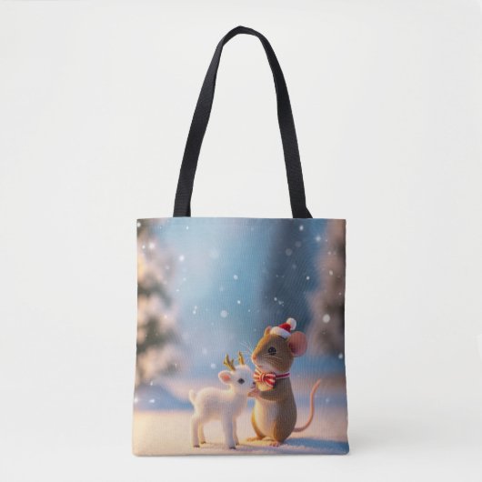 Tote Bag Souris et agneau de Noël (Devant)