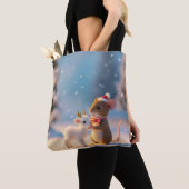 Tote Bag Souris et agneau de Noël (De près)