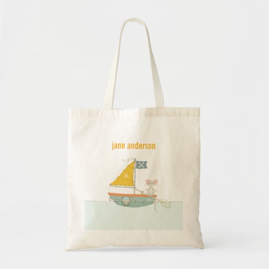 Tote Bag Souris Pirate Élégante Sailboat Kids Monogramme (Devant)