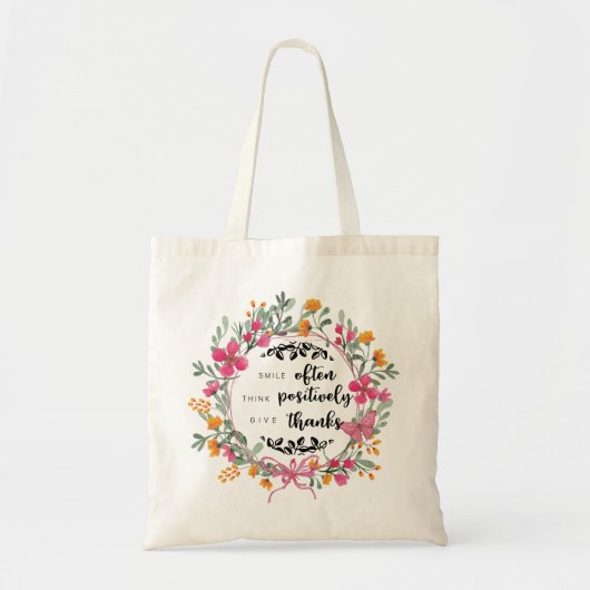 Tote Bag Souris souvent - Pense positivement - Remerciement (Devant)