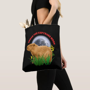 Tote Bag Sous la Lune du Capybara Capybara Drôle