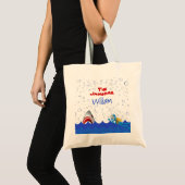 Tote Bag Sous la mer requin scubadiver nom dessin animé enf (Devant (produit))