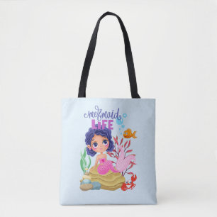 Tote Bag Sous la mer Sirène vie personnalisée
