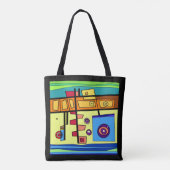 Tote Bag Sous-marin Vie orange jaune bleu vert (Dos)