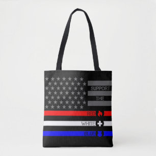 Tote Bag Soutenez le blanc rouge et le bleu - Feu/SGE/Polic