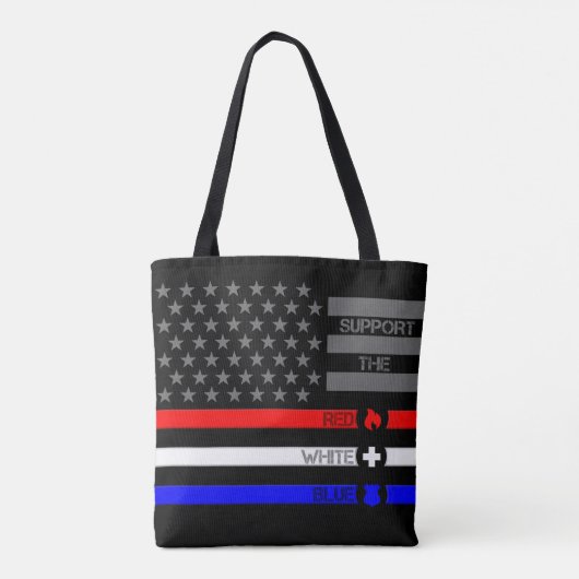 Tote Bag Soutenez le blanc rouge et le bleu - Feu/SGE/Polic (Dos)
