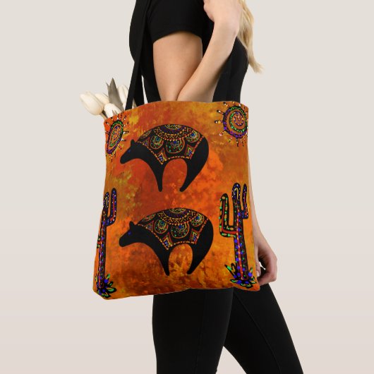Tote Bag Southwestern Bear Art (De près)