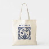 Tote Bag Souvenir d'Amsterdam Tulip Bleu Défaut (Dos)