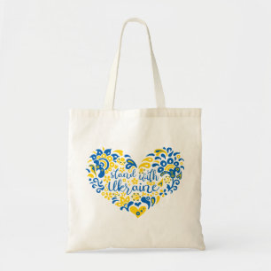 Tote Bag Soyez avec l'Ukraine lettrage et coeur