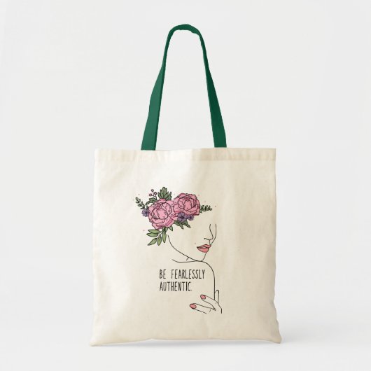 Tote Bag Soyez courtois et authentique avec des fleurs (Devant)
