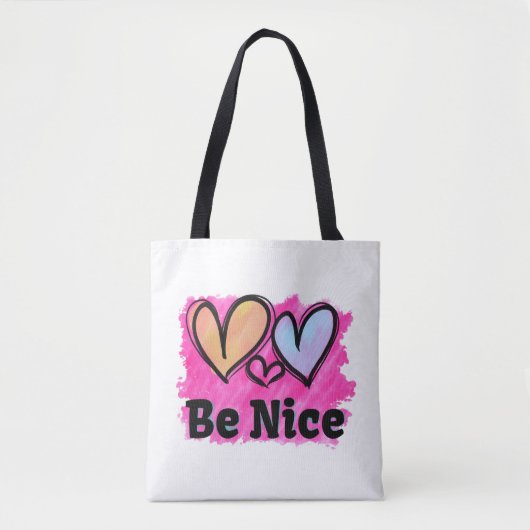 Tote Bag Soyez de beaux coeurs aquarelles (Devant)