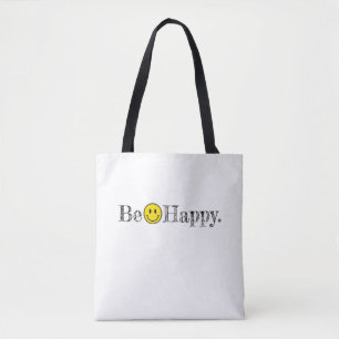 Tote Bag Soyez heureux Typographie Smile Face Emoji Fun