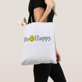 Tote Bag Soyez heureux Typographie Smile Face Emoji Fun (De près)