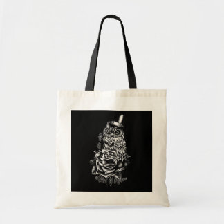 Tote Bag Soyez hibou noir sage avec l'illustration de