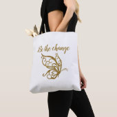 Tote Bag Soyez le Change Gold Butterfly Design (De près)