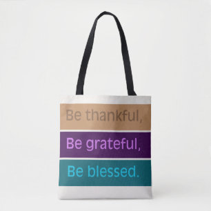 Tote Bag 'Soyez reconnaissant' Moderne bloc de couleur 