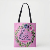 Tote Bag Soyez toujours et sachez le vers floral rose de (Devant)