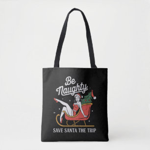Tote Bag Soyez vilain sauvez le voyage du Père Noël Blague