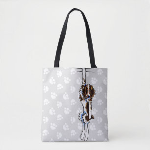 Tote Bag Spaniel à Springer blanc au foie gras