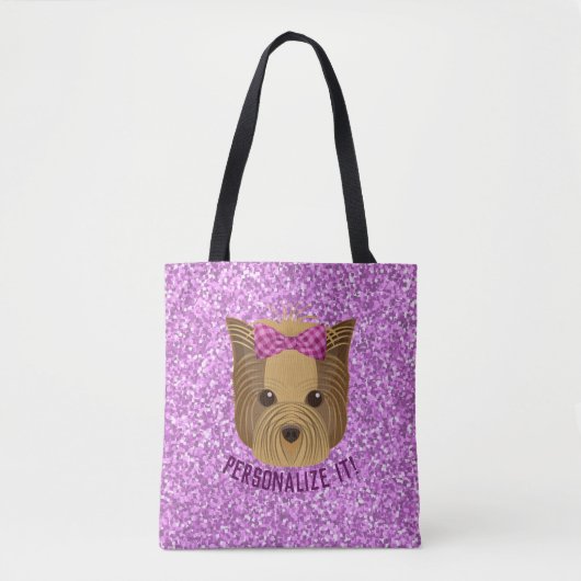 Tote Bag Sparkle Yorkshire Terrier Puppy Dog Parties scinti (Devant)