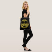 Tote Bag Sparkly Smile face or jaune éclatant sur noir (Sur le modèle)