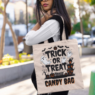 Tote Bag Spectacle d'Halloween avec fantômes, citrouille