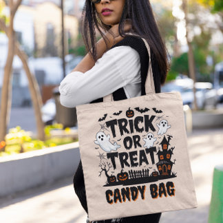 Tote Bag Spectacle d'Halloween avec fantômes, citrouille