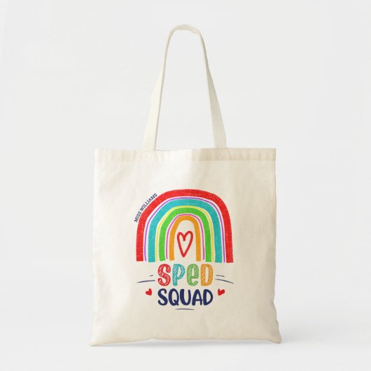 Tote Bag SPED Squad Typographie moderne arc-en-ciel (Devant)