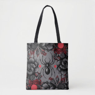 Tote Bag Spider Floral design style gothique