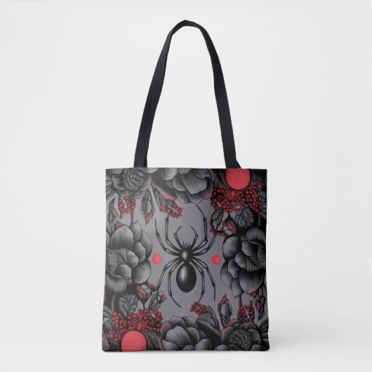 Tote Bag Spider Floral design style gothique (Devant)