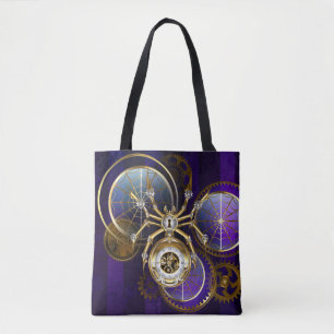 Tote Bag Spider Steampunk sur Arrière - plan pourpre