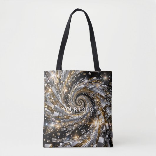 Tote Bag Spiral vortex disco en or et argent (Devant)