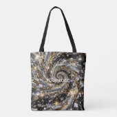 Tote Bag Spiral vortex disco en or et argent (Dos)