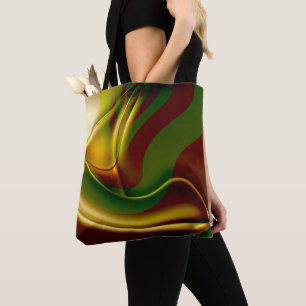 Tote Bag spirale courbée en vert sépia poli et gonflé