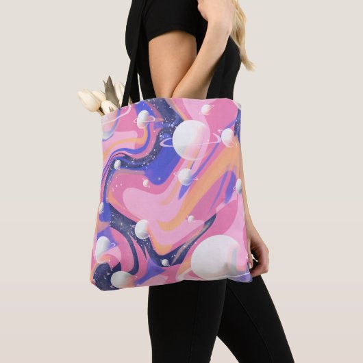 Tote Bag Spirale De L'Espace Extérieur Rose Et Violet Abstr (De près)