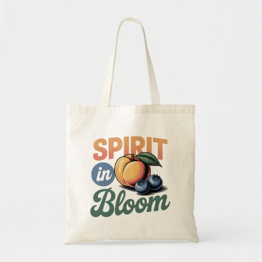 Tote Bag Spirit in Bloom Peach Blueberry Retro Shirt (Devant)