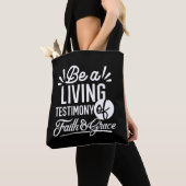 Tote Bag Spiritual Living Testimony Faith and Grace Quote (De près)