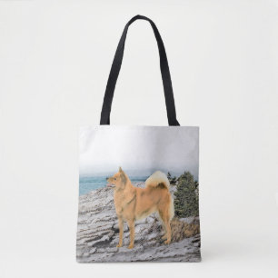 Tote Bag Spitz finlandais à Seashore Peinture - Chien Art