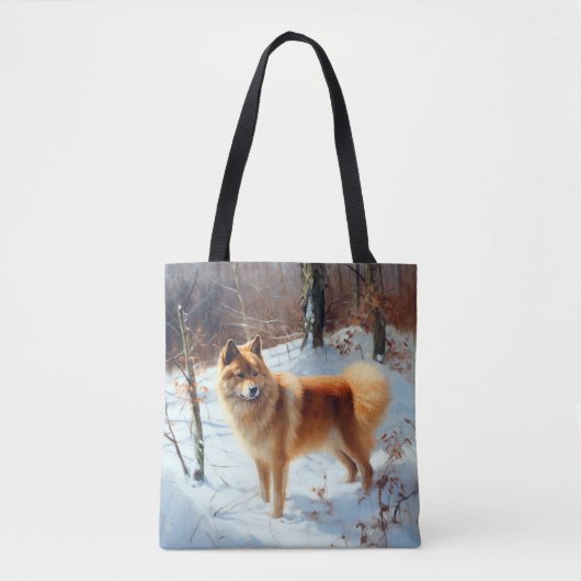 Tote Bag Spitz Finlandais Laisser Neige Noël (Devant)