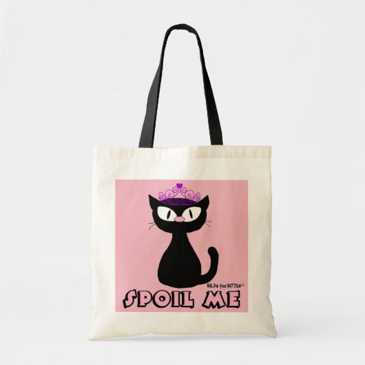 Tote Bag "SPOIL ME" Cute chat noir Hilda le chaton (Devant)