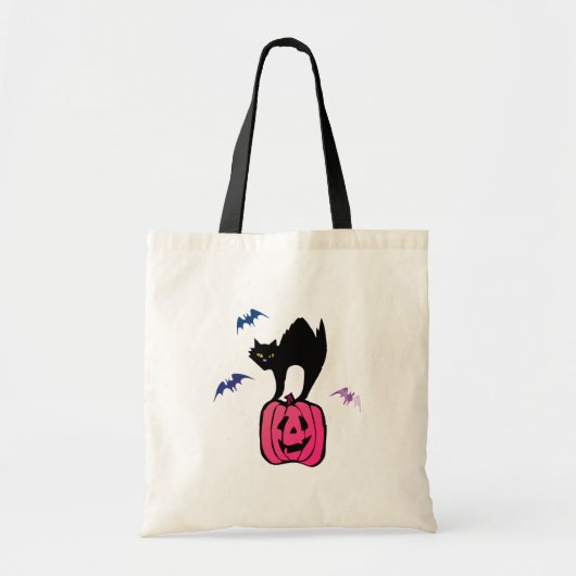 Tote Bag Spooky Cat Halloween Pumpkin Pop Art (Devant)