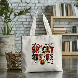 Tote Bag Spooky Sister Halloween | Imprimé Léopard Mix