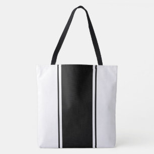 Tote Bag Sport Chic Bandes Noires Verticales de Course sur
